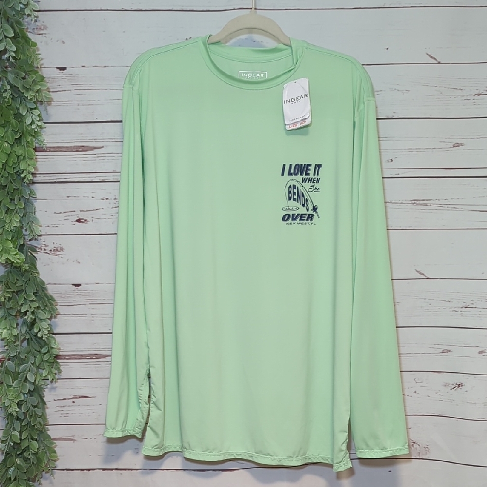 INGEAR Men's Rash Guard UPF‎ 50+ UV Fishing Shirt Lightweight Quick Dry XL Mint